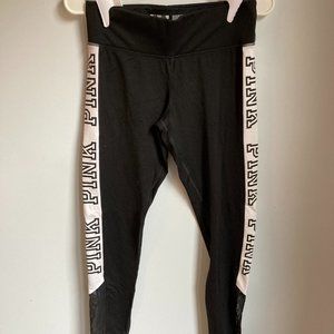 NEVER WORN White Detail Leg PINK Brand Leggings